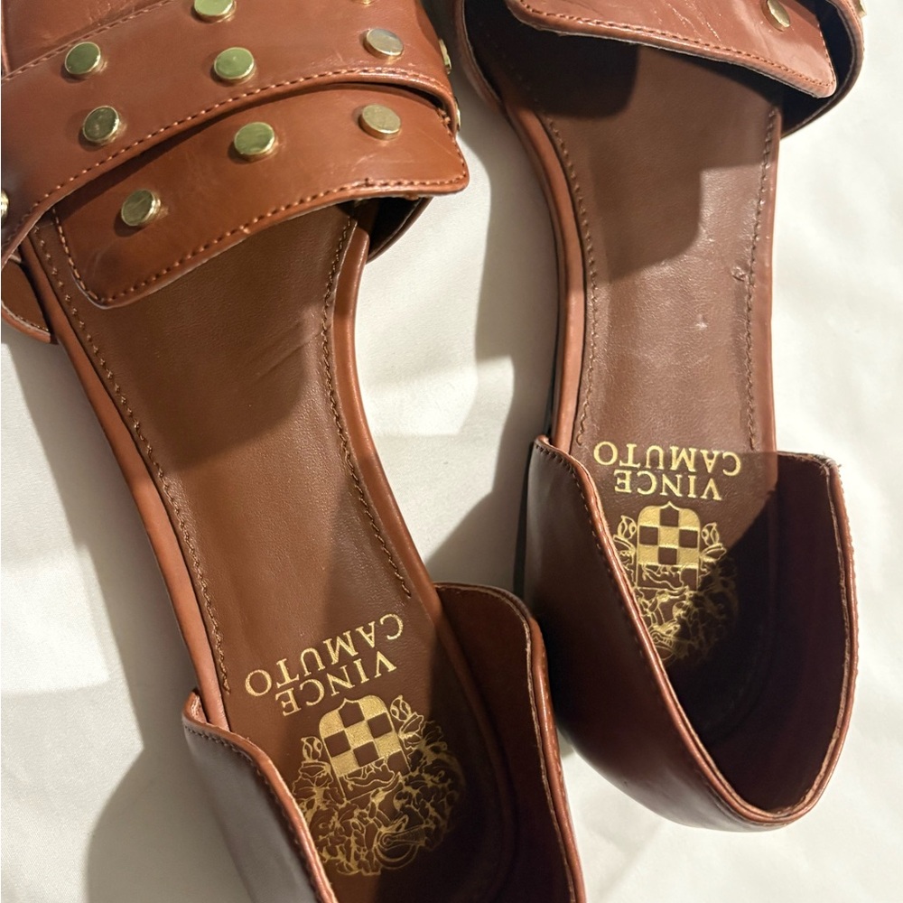 Vince Camuto Tan Studded Loafers - Picture 4 of 7